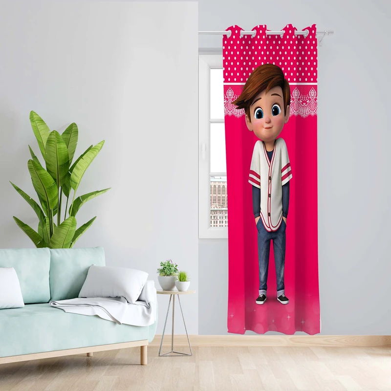 پرده طرح کودک مدل مخمل پانچی کد 5092R z سایز 140x200 سانتی متر