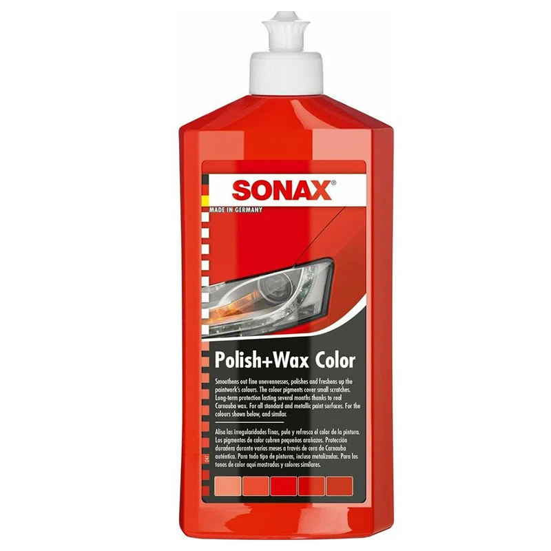 پولیش واکس سوناکس مدل فوق حرفه ای Polish + Wax Color RED 500 حجم 500 میلی لیتر