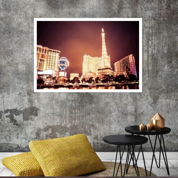 تابلو بکلیت طرح هتل پاریس لاس وگاس مدل قاب شاسی W-s8067