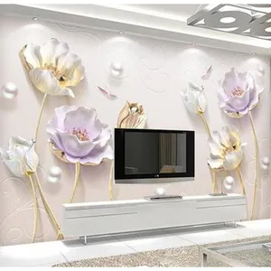 پوستر دیواری سه بعدی مدل گل ساقه ای