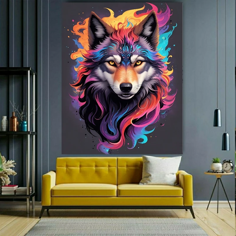  پوستر پارچه ای طرح گرگ رنگی کد FP104506