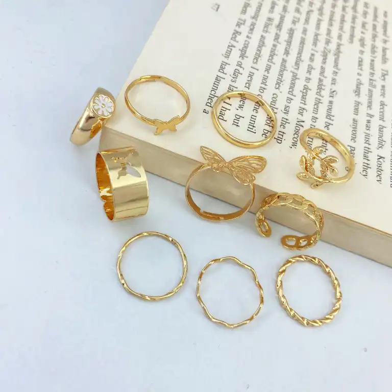 انگشتر زنانه مدل پروانه کد R4171 مجموعه 10 عددی