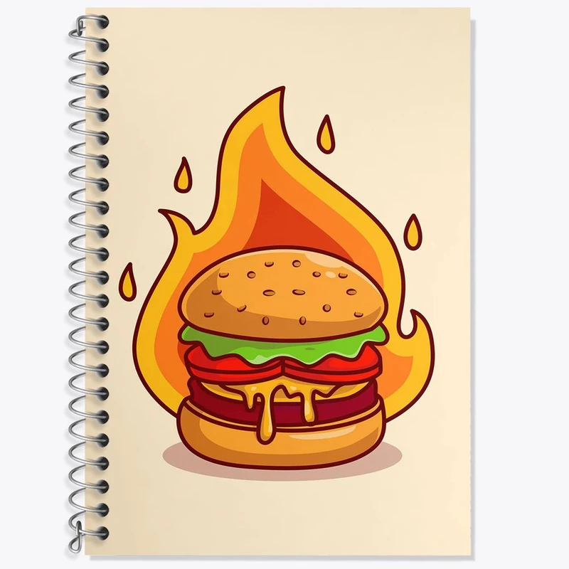 دفتر زبان 50 برگ خندالو مدل سه خط طرح فست فود برگر کد 29471