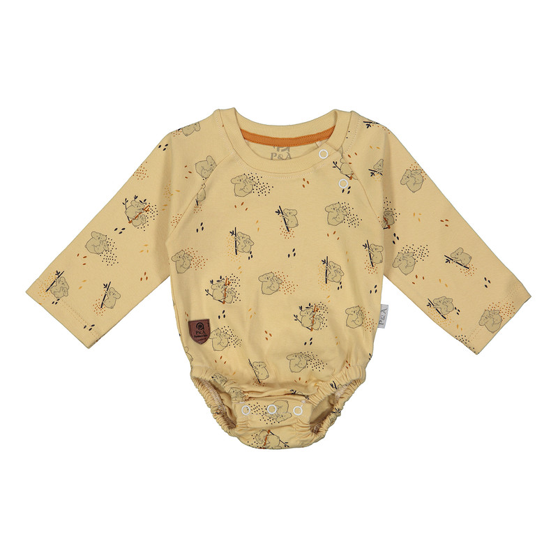 بادی آستین بلند نوزادی مدل 180624 رنگ کرم