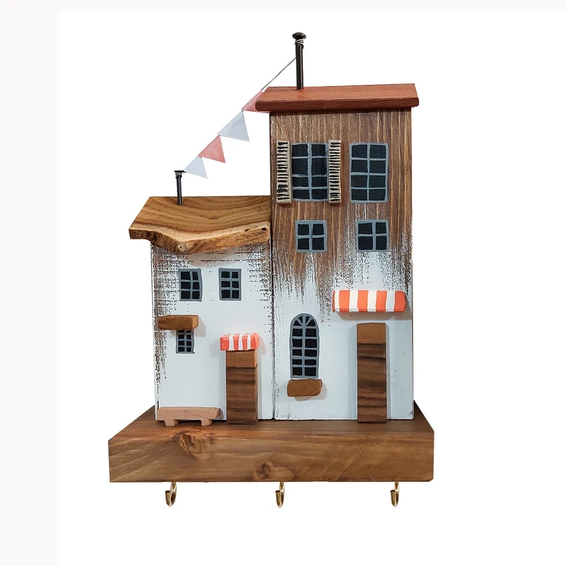 جاکلیدی دیواری چوبی مدل دهکده رویایی کد 11243