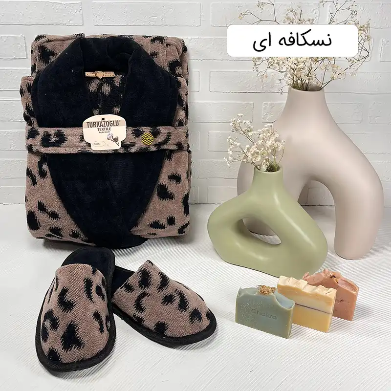 سرویس حوله پالتویی 3 تکه ترک آز طرح لئوپارد