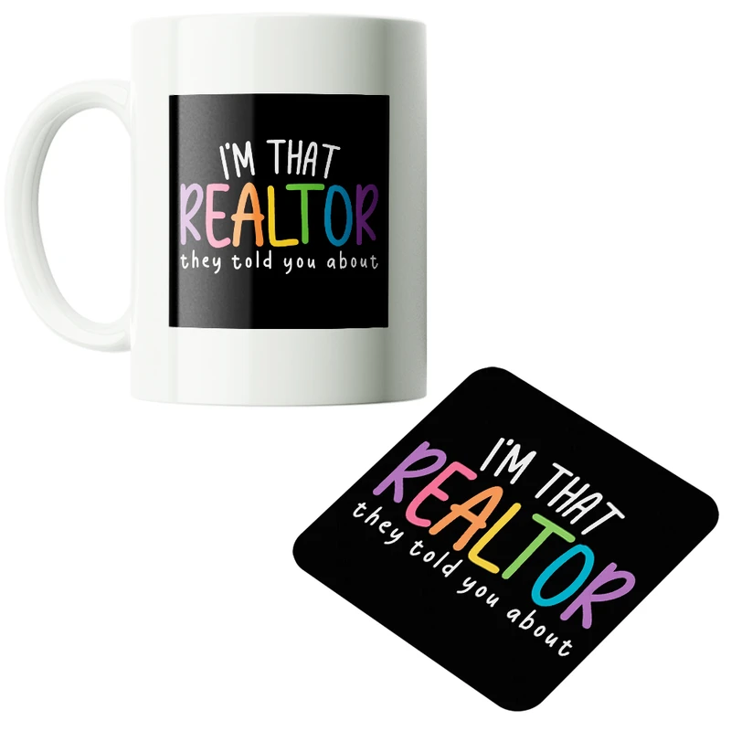 ماگ پاد آفرین مدل مشاور املاک کد PZ477 به همراه زیرلیوانی