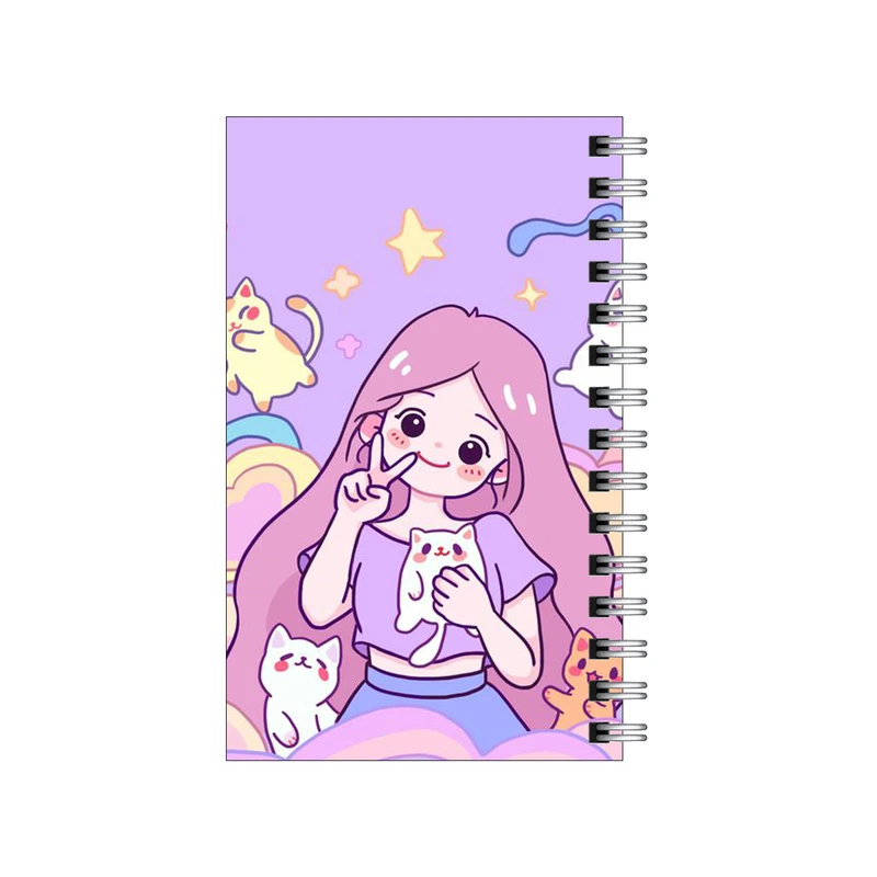 دفترچه یادداشت مدل to do list طرح دختر و گربه های کیوت کد 9916005
