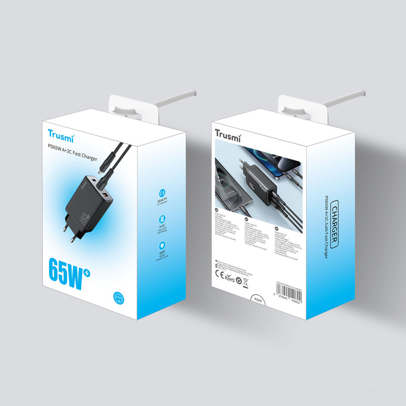 شارژر دیواری 65 وات سه پورت تراسمی مدل CH05-047 به همراه کابل USB-C 