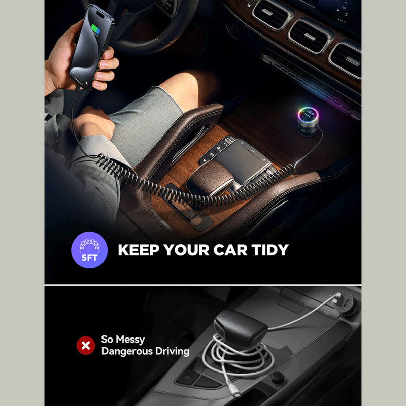 پخش‌کننده اف ام و شارژر فندکی خودرو جوی روم مدل    JR-CCB02 60W