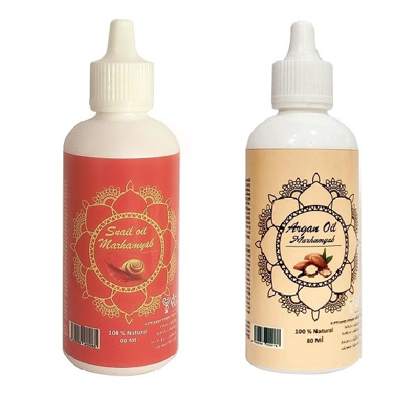 روغن تقویت کننده  مو، مژه و ابرو مرهم یاب مدل آرگان و حلزون حجم 80 میلی لیتر مجموعه 2 عددی