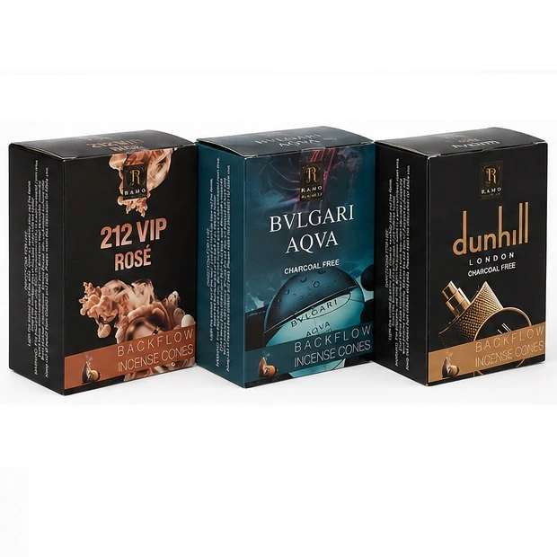 عود رامو مدل آبشاری رایحه دانهیل و بولگاری و 212VIP سه بسته 10 عددی