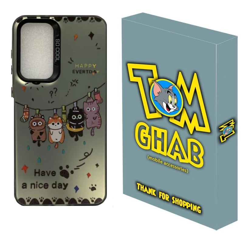 کاور قاب تام مدل سوکول طرح گربه رخت آویز مناسب برای گوشی موبایل سامسونگ Galaxy S24 FE   