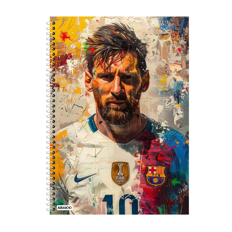 دفتر زبان 100 برگ آلبالو طرح مسی کد 2045