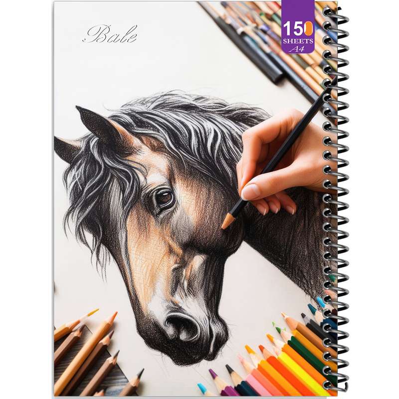دفتر نقاشی 150 برگ انتشارات بله مدل رحلی طرح فانتزی طراحی اسب کد A4-P188 دفتر نقاشی 150 برگ انتشارات بله مدل رحلی طرح فانتزی طراحی اسب کد A4-P188