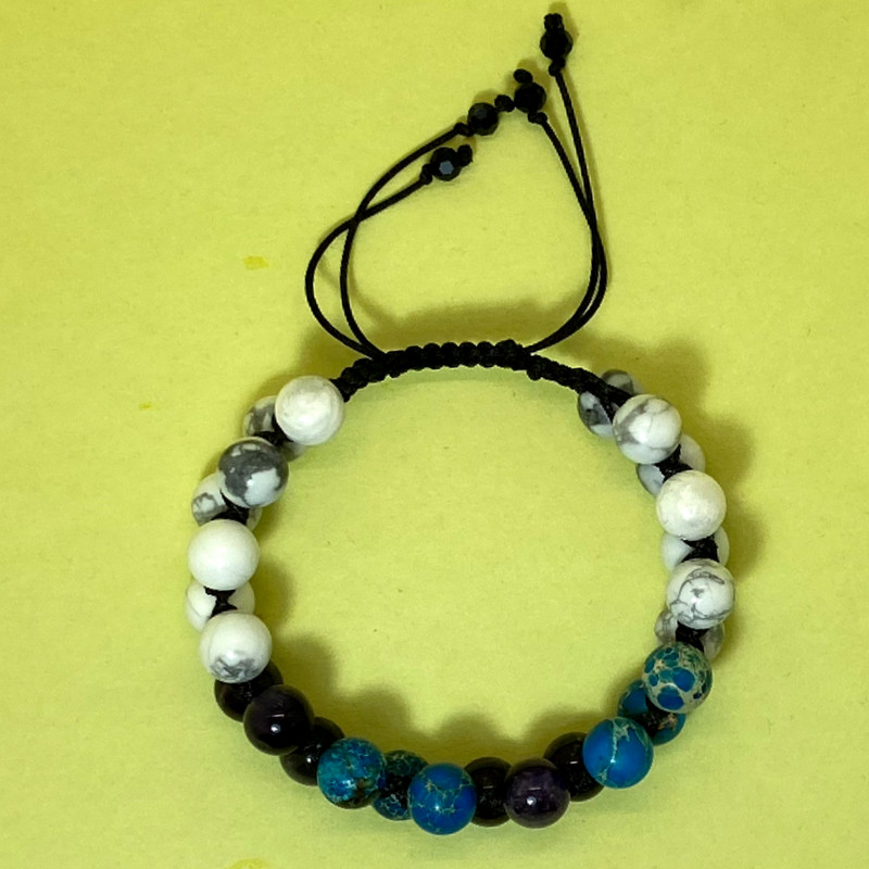 دستبند زنانه مدل سنگ آمیتیست و فیروزه