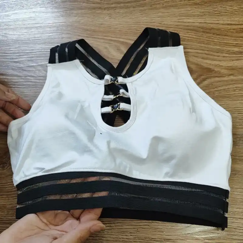 نیم تنه ورزشی زنانه مدل کش توری کاپ دار کد 1557