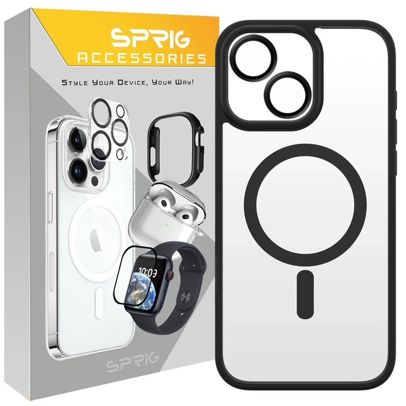 کاور اسپریگ مدل MagSafe-Ring مناسب برای گوشی موبایل اپل iPhone 15 به همراه محافظ لنز دوربین