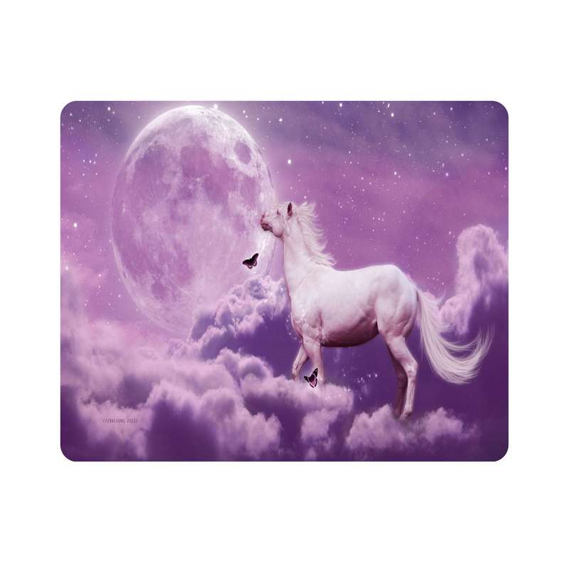 ماوس پد اطلس آبی طرح اسب و پروانه و ابر و ماه مدل T7931