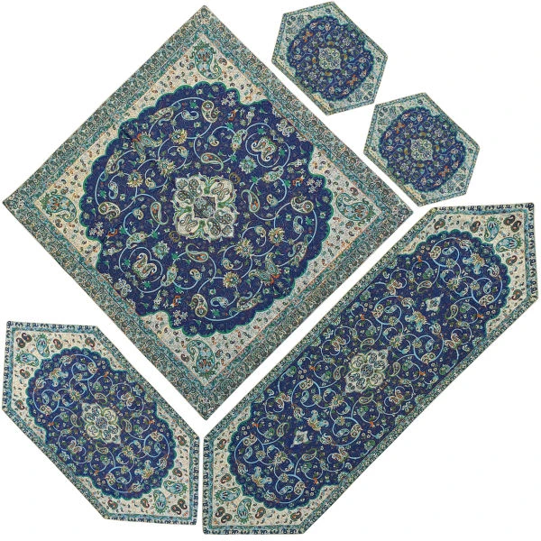 ست 5 تکه رومیزی ترمه مدل ابریشم شاه عباسی کد 985