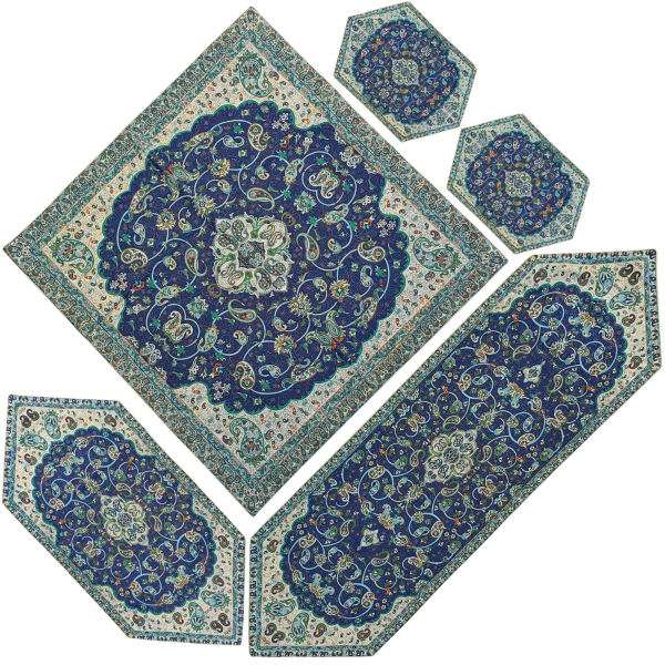 ست 5 تکه رومیزی ترمه مدل ابریشم شاه عباسی کد 985