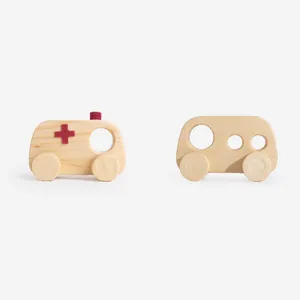 اسباب بازی چوبی مدل اتوبوس و آمبولانس مجموعه 2 عددی