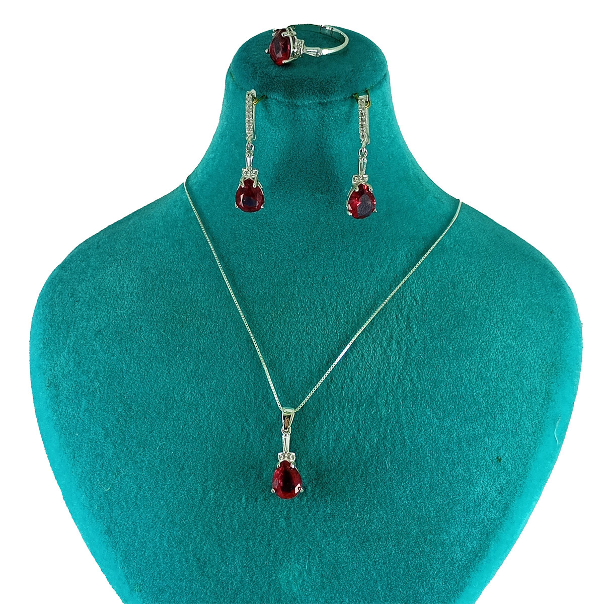 نیم ست نقره زنانه سلین کالا مدل یاقوت سرخ کد 2