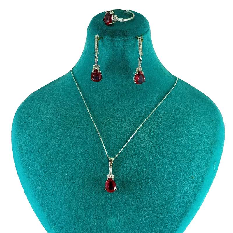 نیم ست نقره زنانه سلین کالا مدل یاقوت سرخ کد 2