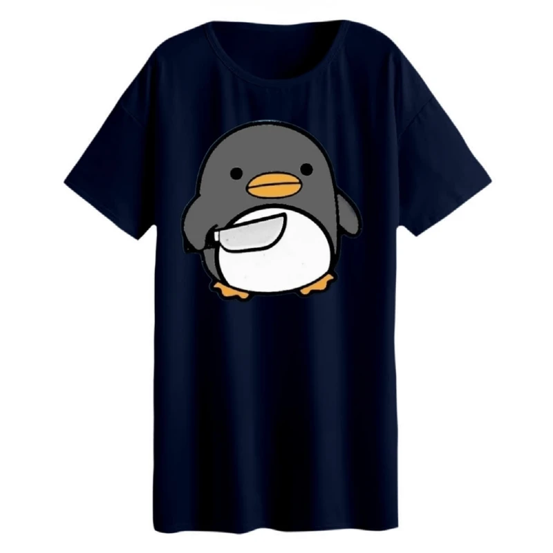 تی شرت لانگ زنانه مدل  پنگوئن عصبانی کد 1