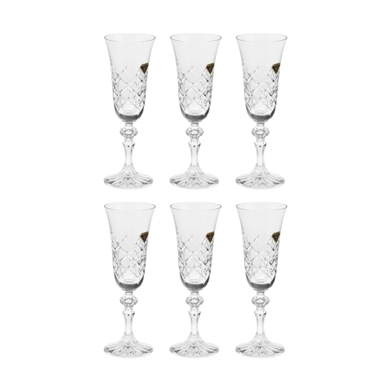 لیوان بوهمیا مدل پایه دار خشتی کد 44 بسته 6 عددی