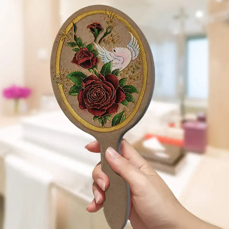 آینه آرایشی مدل گل و مرغ