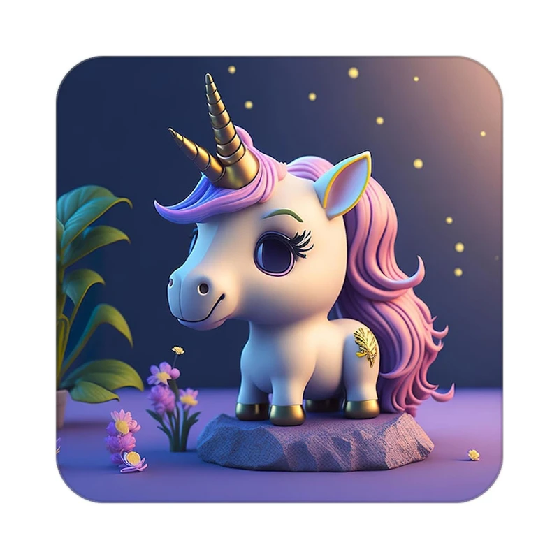 زیر لیوانی کاکتی طرح اسب تک شاخ و یونیکورن مدل mp33535