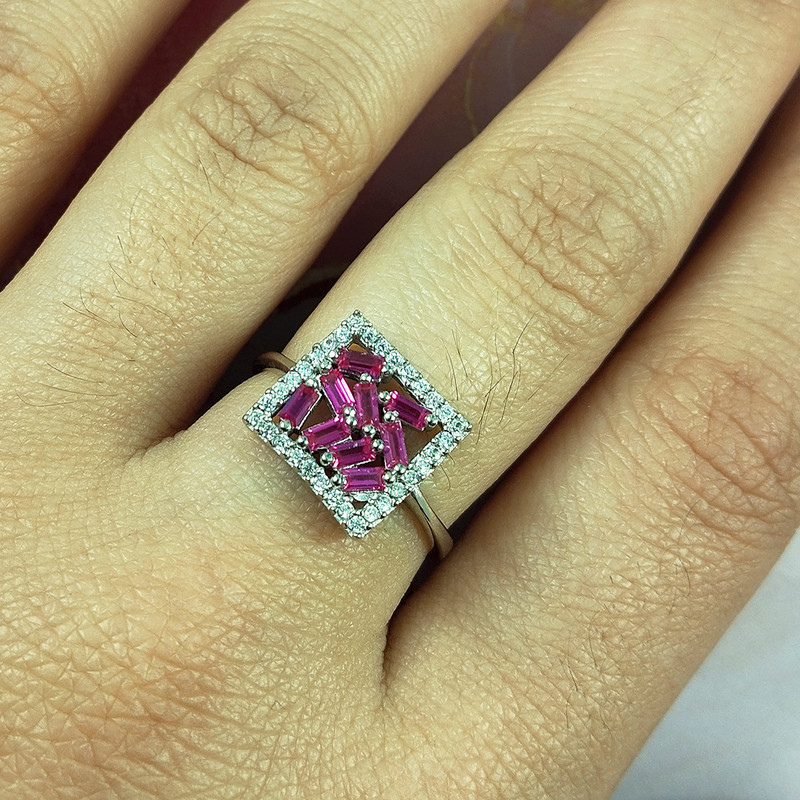 نیم ست نقره زنانه سلین کالا مدل یاقوت سرخ کد 133