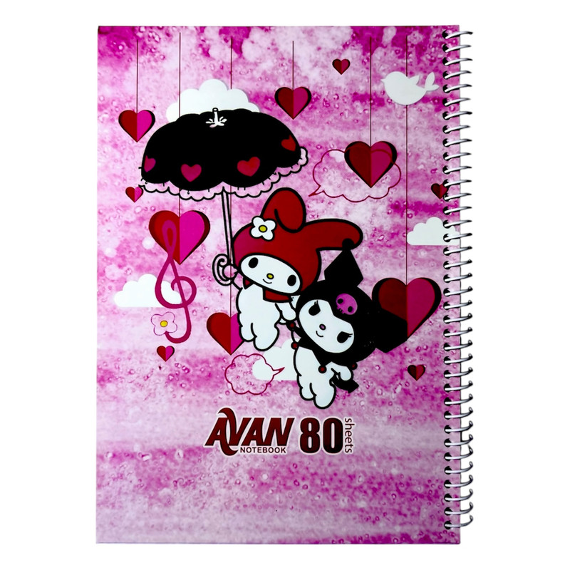 دفتر مشق 80 برگ آوان مدل حاشیه دار طرح کرومی و ملودی کد LF1