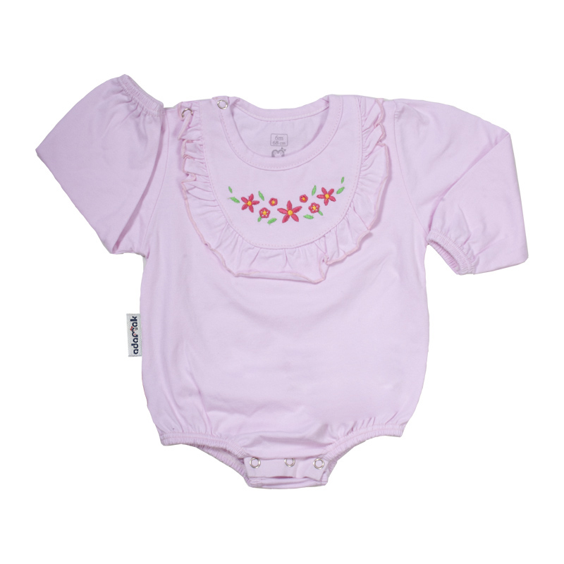 بادی آستین بلند نوزادی آدمک کد 179291 رنگ صورتی - - 1