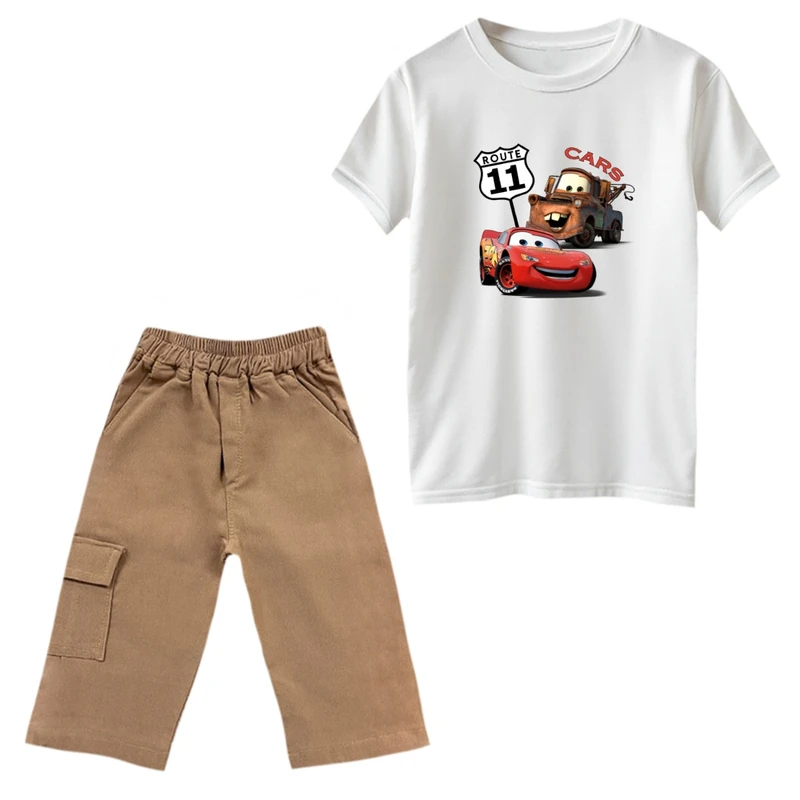 ست تی‌شرت و شلوارک پسرانه مدل ماشین ها