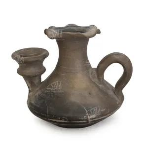 پیه سوز سفالی‏ پتینه‏ ‏‏خاکستری‏ طرح ‏گلدانی‏ مدل 1118900002