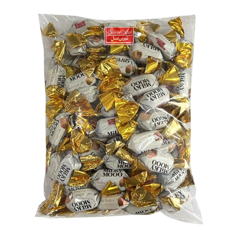 تافی میلکی مو با مغز کرم کاکائو با طعم فندق شیرین عسل - 500 گرم