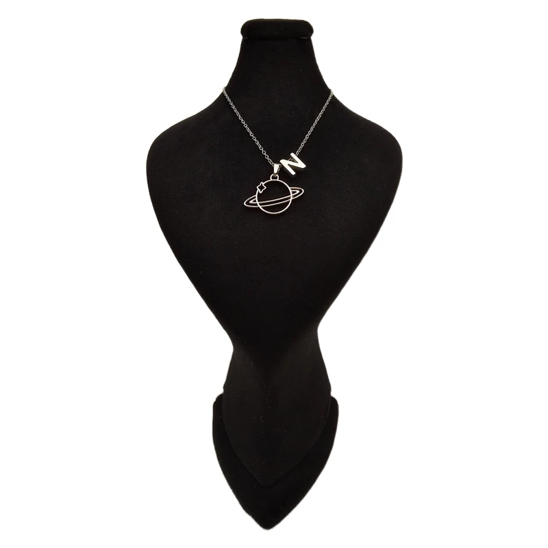 گردنبند زنانه مدل زحل و حرف انگلیسی N