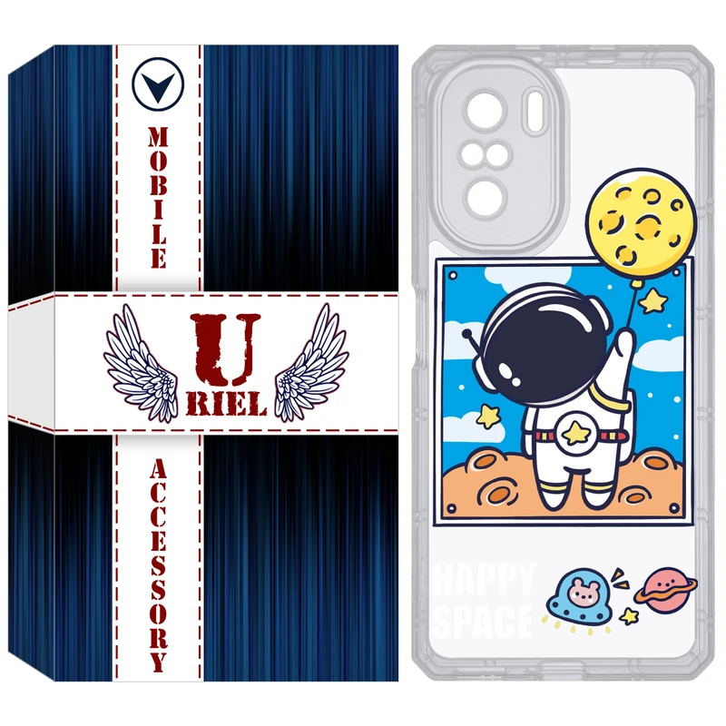 کاور یوریل مدل Clear کد 7 طرح فضانورد مناسب برای گوشی موبایل شیائومی Poco F3 / Redmi K40 / Mi 11i