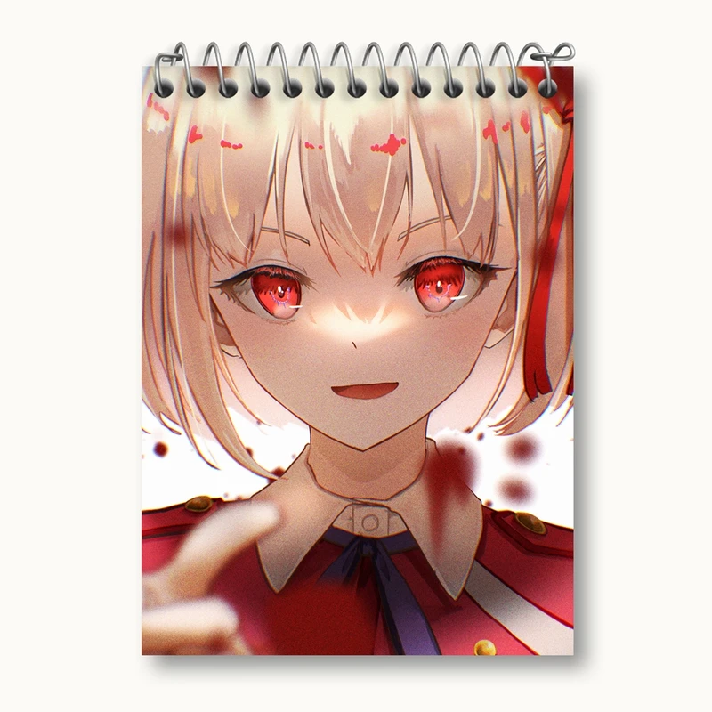 دفتر یادداشت 50 برگ خندالو مدل چیساتو انیمه لیکوریس ریکویل Lycoris Recoil کد 23093