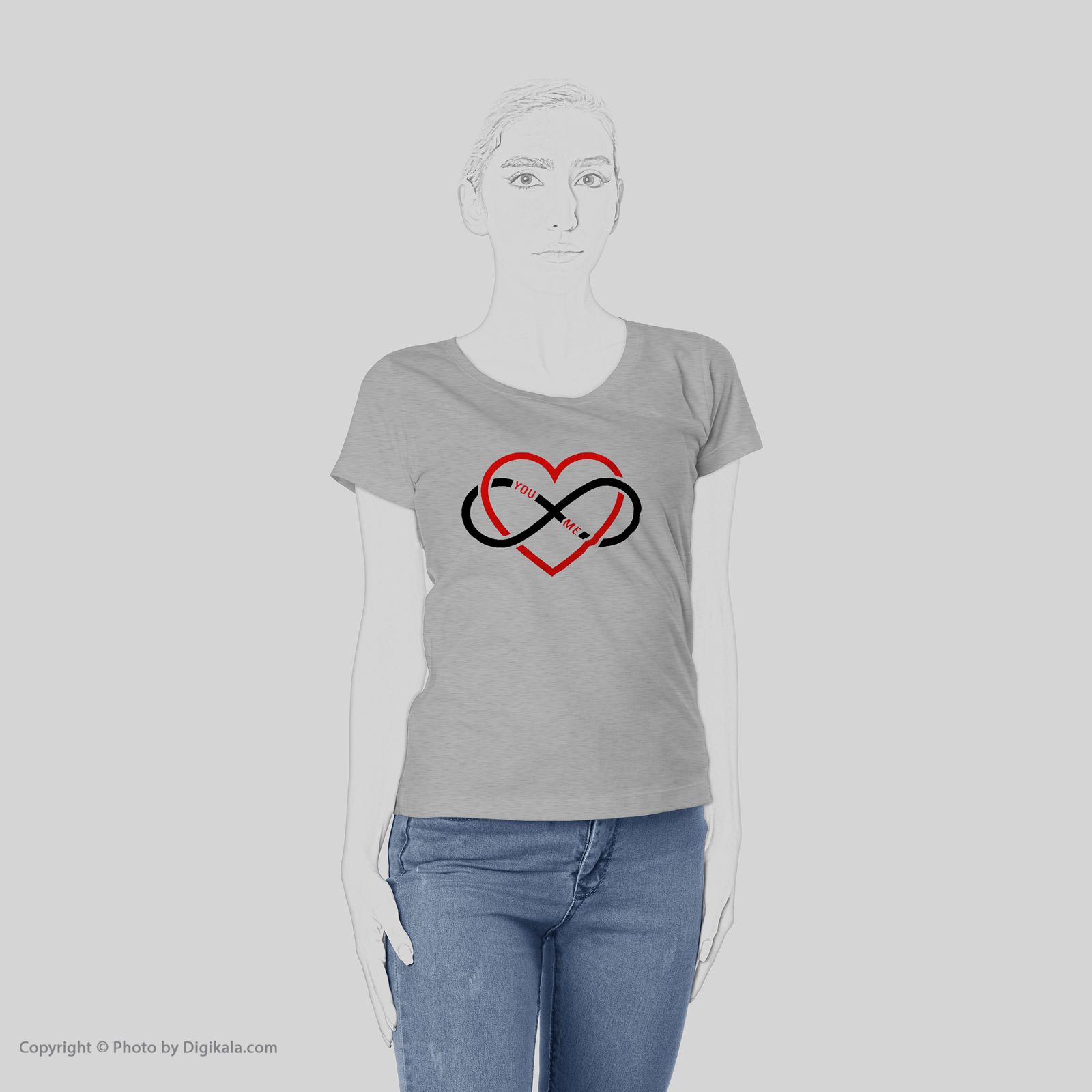تی شرت زنانه به رسم طرح قلب بی نهایت کد 476 -  - 6