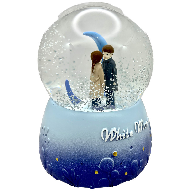 گوی موزیکال مدل پمپی White moon طرح عشق کد PA9048