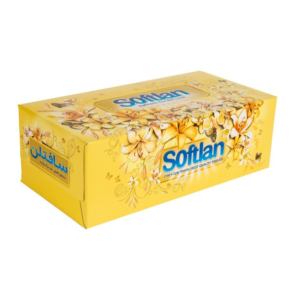 دستمال کاغذی 300 برگ سافتلن مدل باغ بهشت بسته 6 عددی