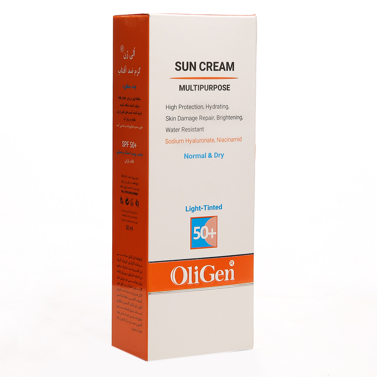 کرم ضد آفتاب رنگی الی ژن SPF 50 مدل L_T_D مناسب پوستهای معمولی و خشک حجم 50 میلیلیتر