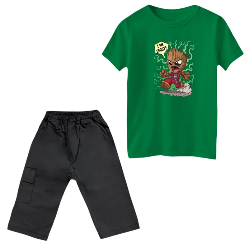 ست تی‌شرت و شلوارک پسرانه مدل گروت عصبانی