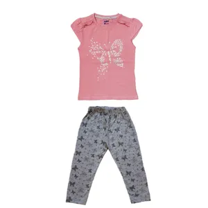 ست تی شرت و شلوار دخترانه مدل پروانه کد 0219