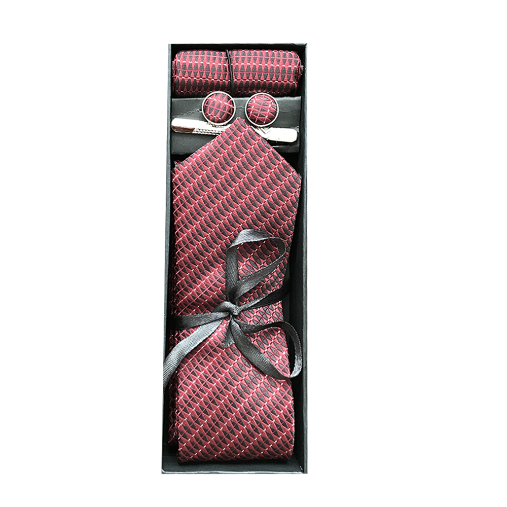 ست کراوات و دستمال جیب و دکمه سردست مردانه مدل SET 27