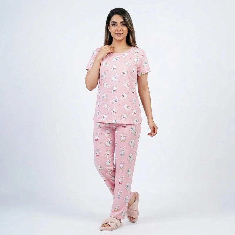 ست تی‌شرت آستین کوتاه و شلوار راحتی زنانه مدل آدخت کد 133