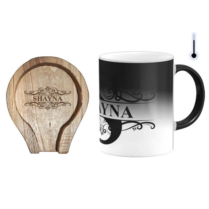 ماگ حرارتی گالری وبفر مدل اسم شاینا به همراه زیر لیوانی